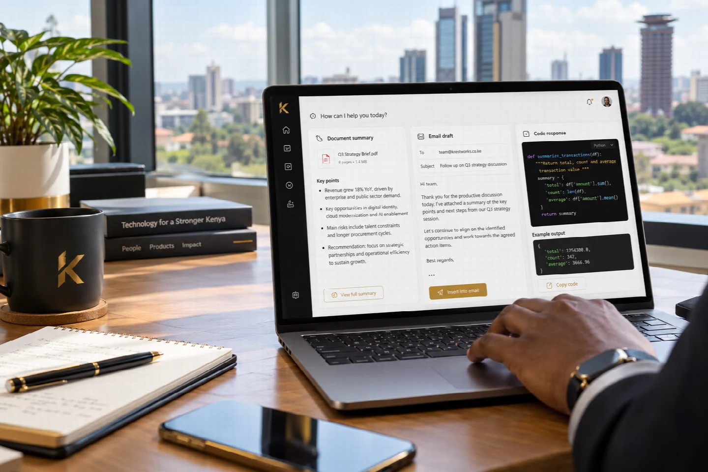 A page-specific view of ai hub in a Kenyan technology setting