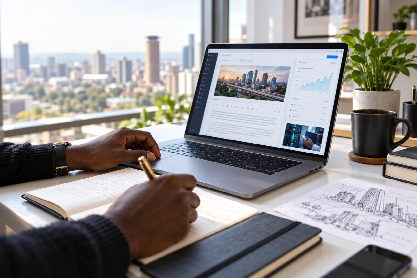A Kenyan technology editor researching an article