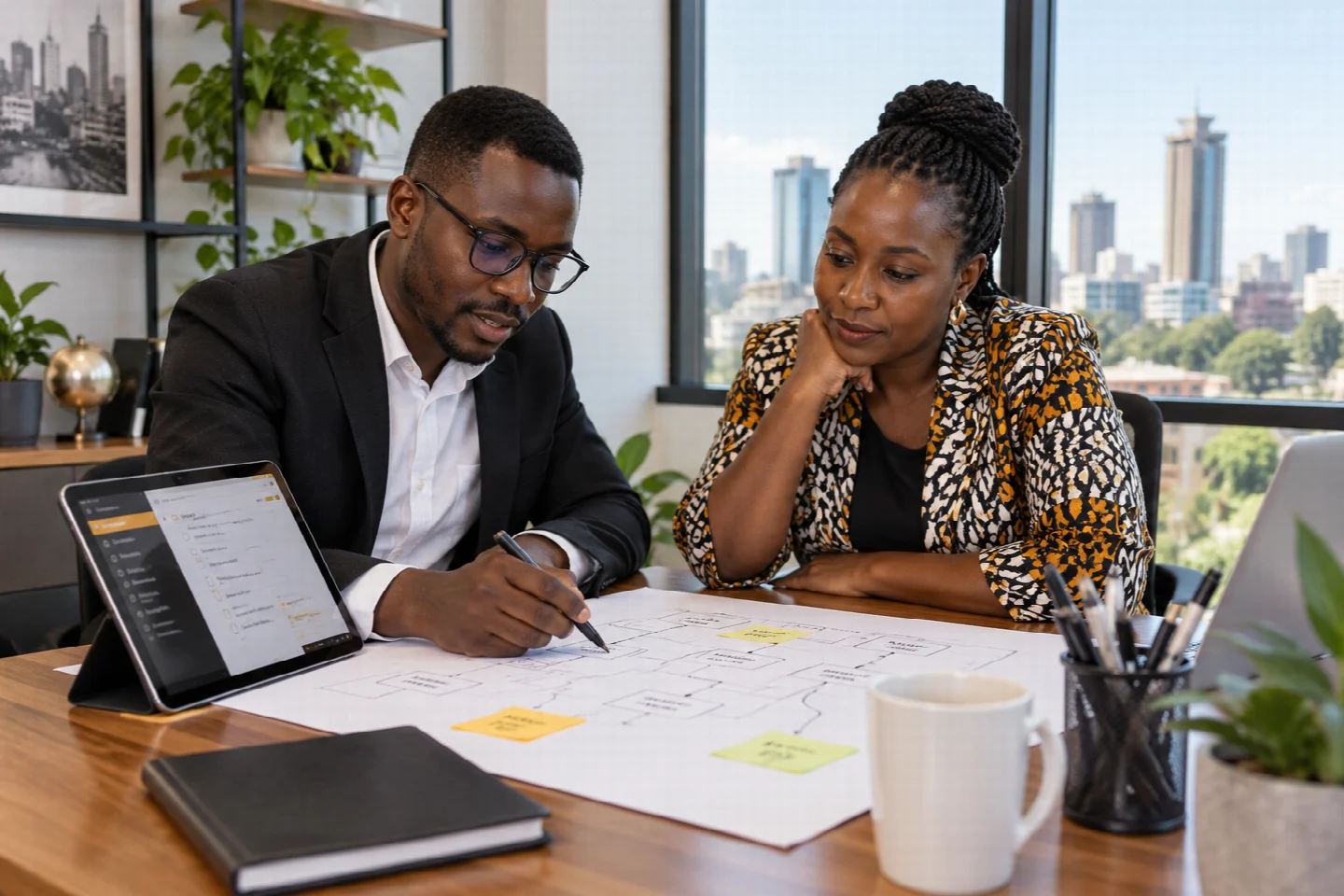 A page-specific view of consultation in a Kenyan technology setting