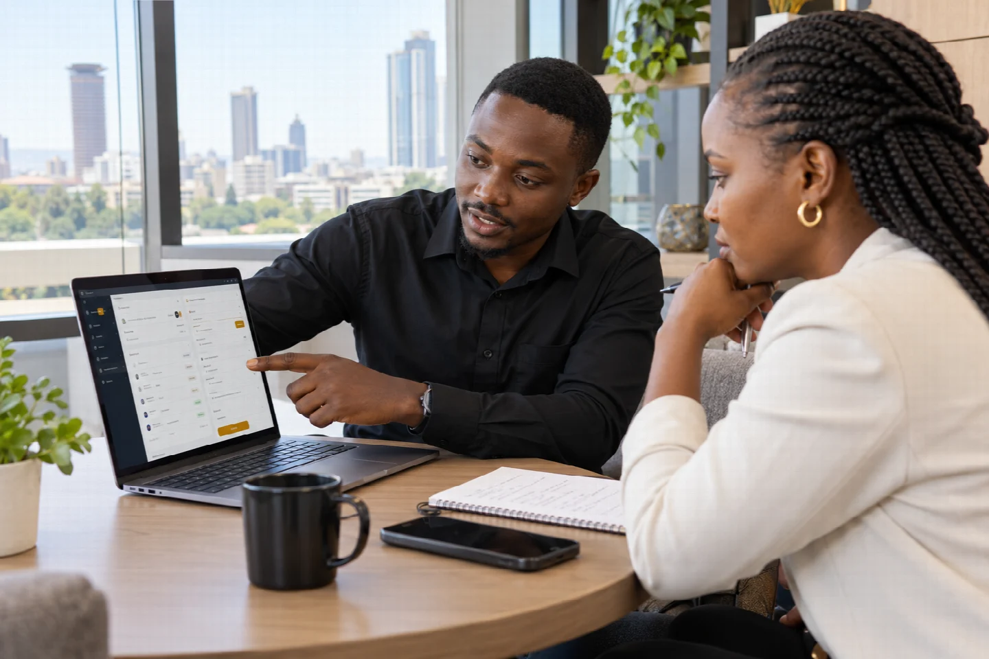 A page-specific view of demo in a Kenyan technology setting