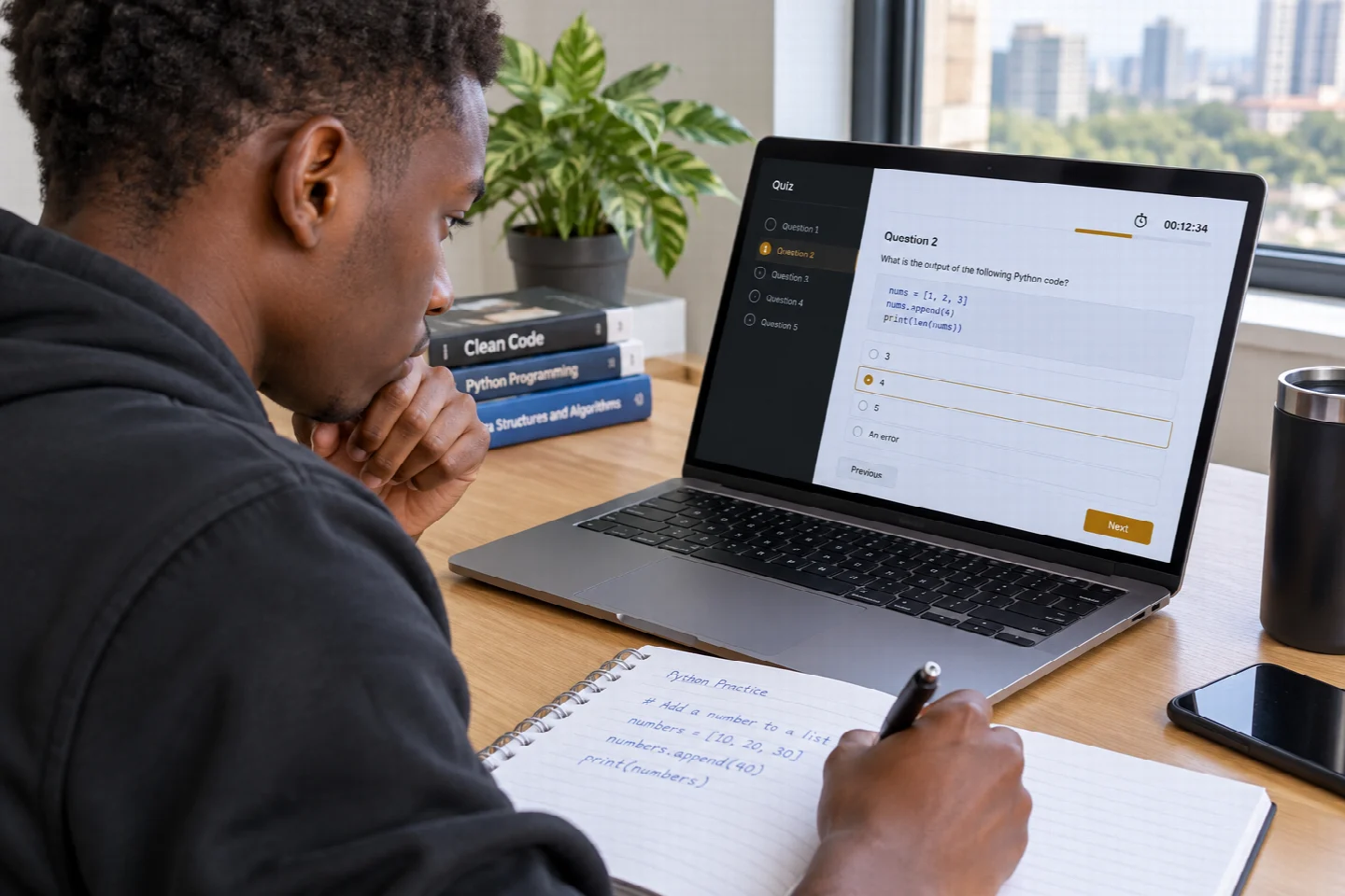 A page-specific view of dev quiz in a Kenyan technology setting