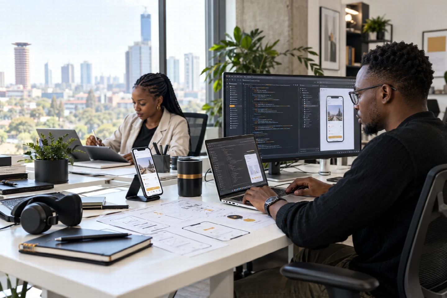 A page-specific view of services in a Kenyan technology setting