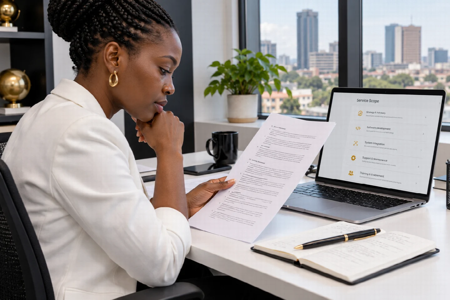 A page-specific view of terms in a Kenyan technology setting